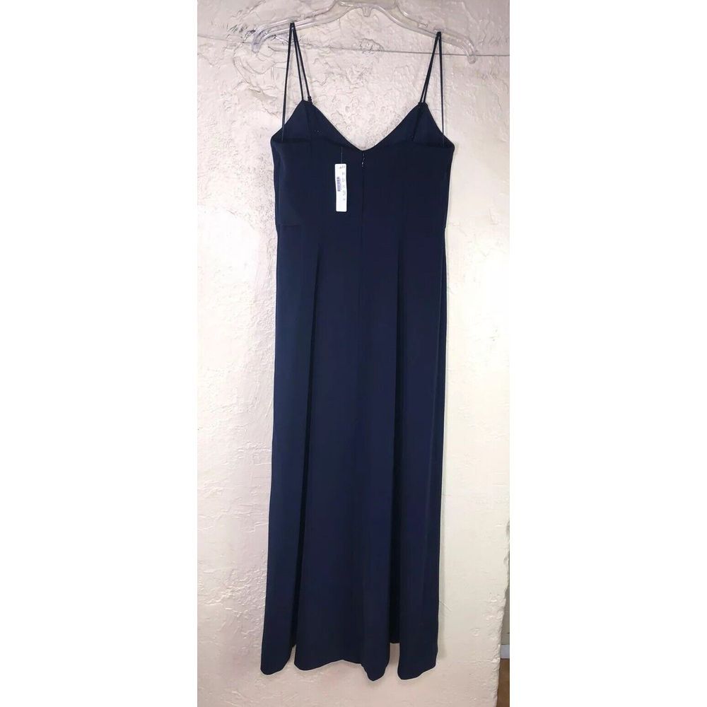 J. Crew Petite Drapey Spaghetti Strap Dress W Side Slit Sz 6 Petite Navy Blue - Picture 4 of 8